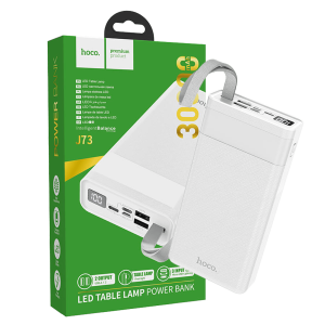 Power bank 30000mAh, Micro-USB / Tipe-C ulaz, lampa, J73 Powerful, White