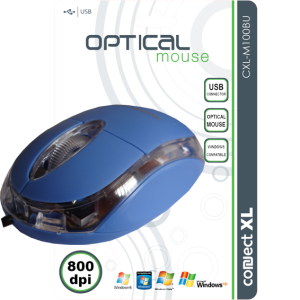 Miš optički, 800dpi, USB, plava boja, CXL-M100BU