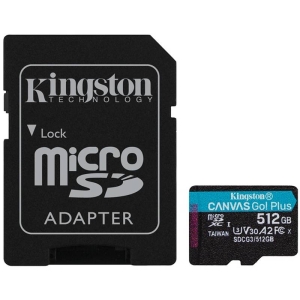 KINGSTON Memorijska kartica U3 V30 microSDXC 512GB Canvas Go Plus 170R A2 + adapter SDCG3/512GB