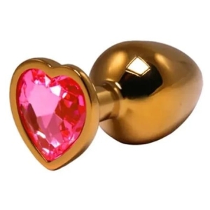 Metalni analni plug zlatni sa srce kristalom, Veličina M, 1047