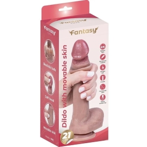 Silikonski dildo sa kožicom i testisima, Dildo with movable skin 21 cm, 2001143