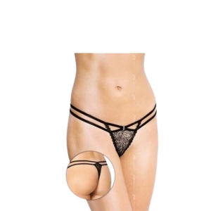 SoftLine tanga crne gaćice sa trakama sa strane, S/M, 652