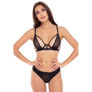 Rene Rofe crni komplet grudnjaka i providnih gaćica, M/L, 7553020BLK
